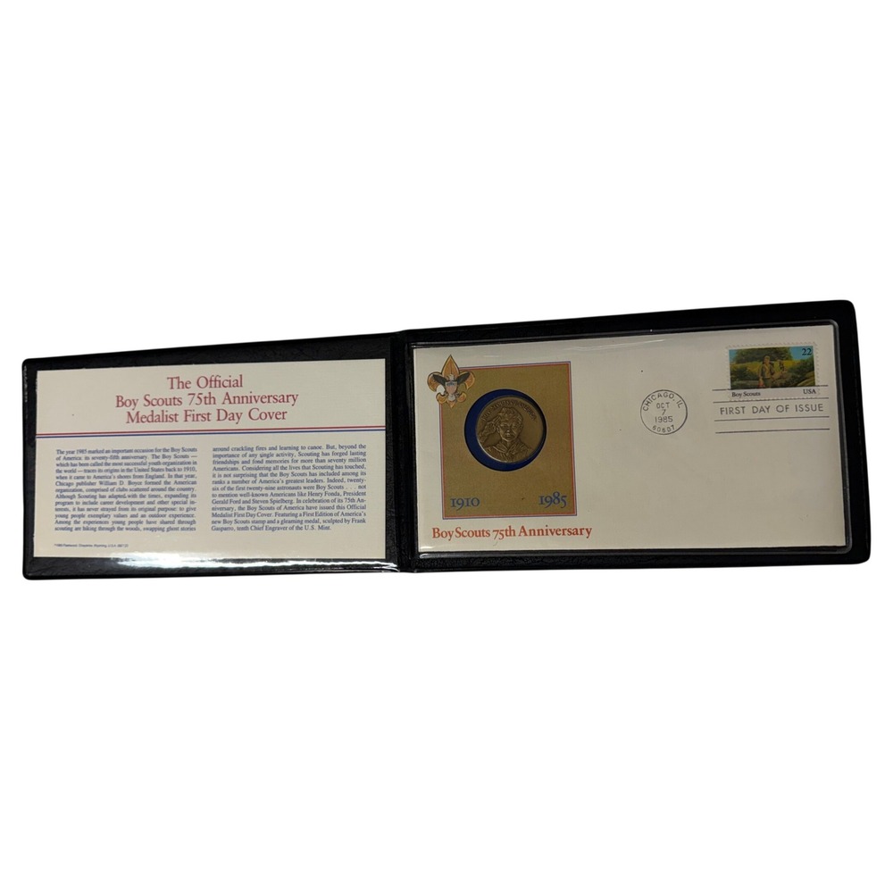 1985 Boy Scouts 75th Anniversary Medalist First Day Cover Fleetwood Bronze Medal